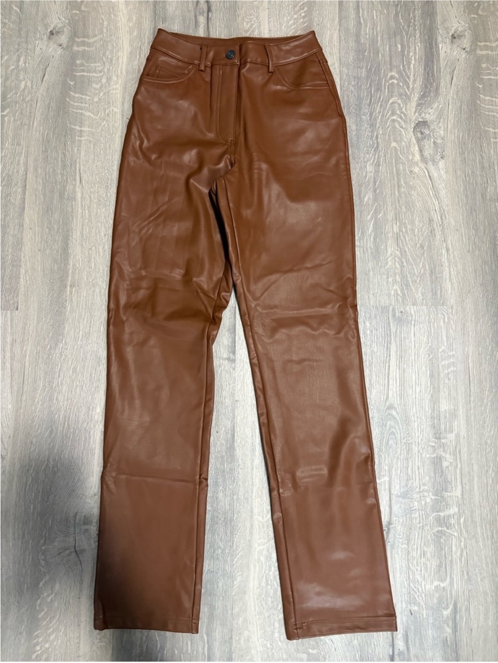 3 for $14 Design Lab Brown Faux Leather Straight pants size xs